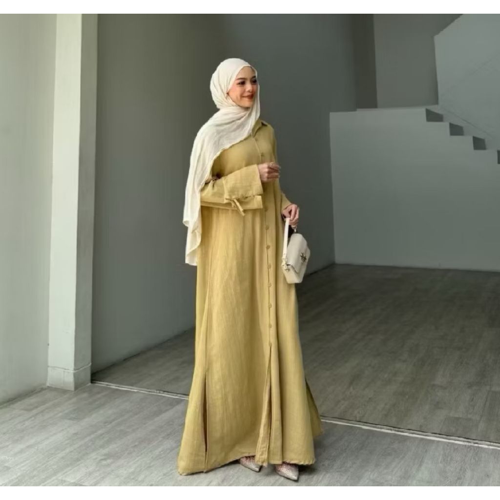 Leody Abaya Linen Almond