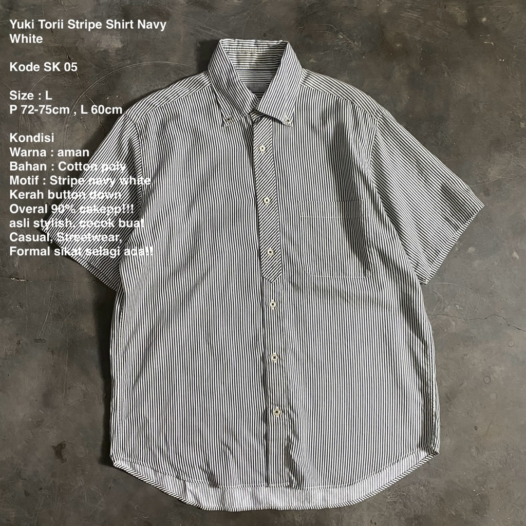 SK 05 - Yuki Torii Stripe Shirt Navy White - Size L (72-75/60)