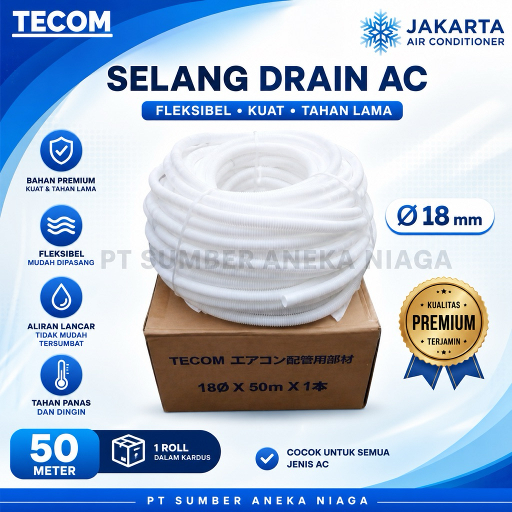 Pipa / Selang Drain AC Tecom Fleksibel Pembuangan AC