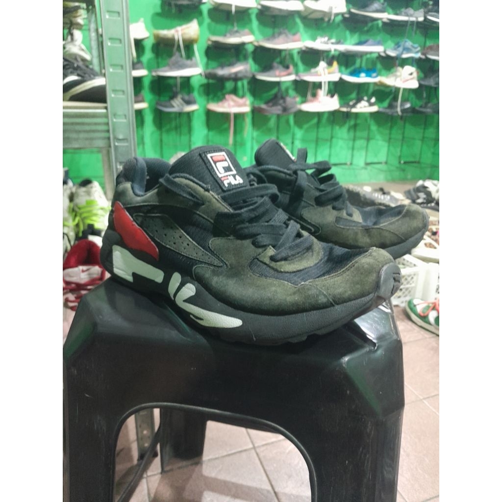 Sepatu FILA Venom 94 Black Army Green Original Second Size 42