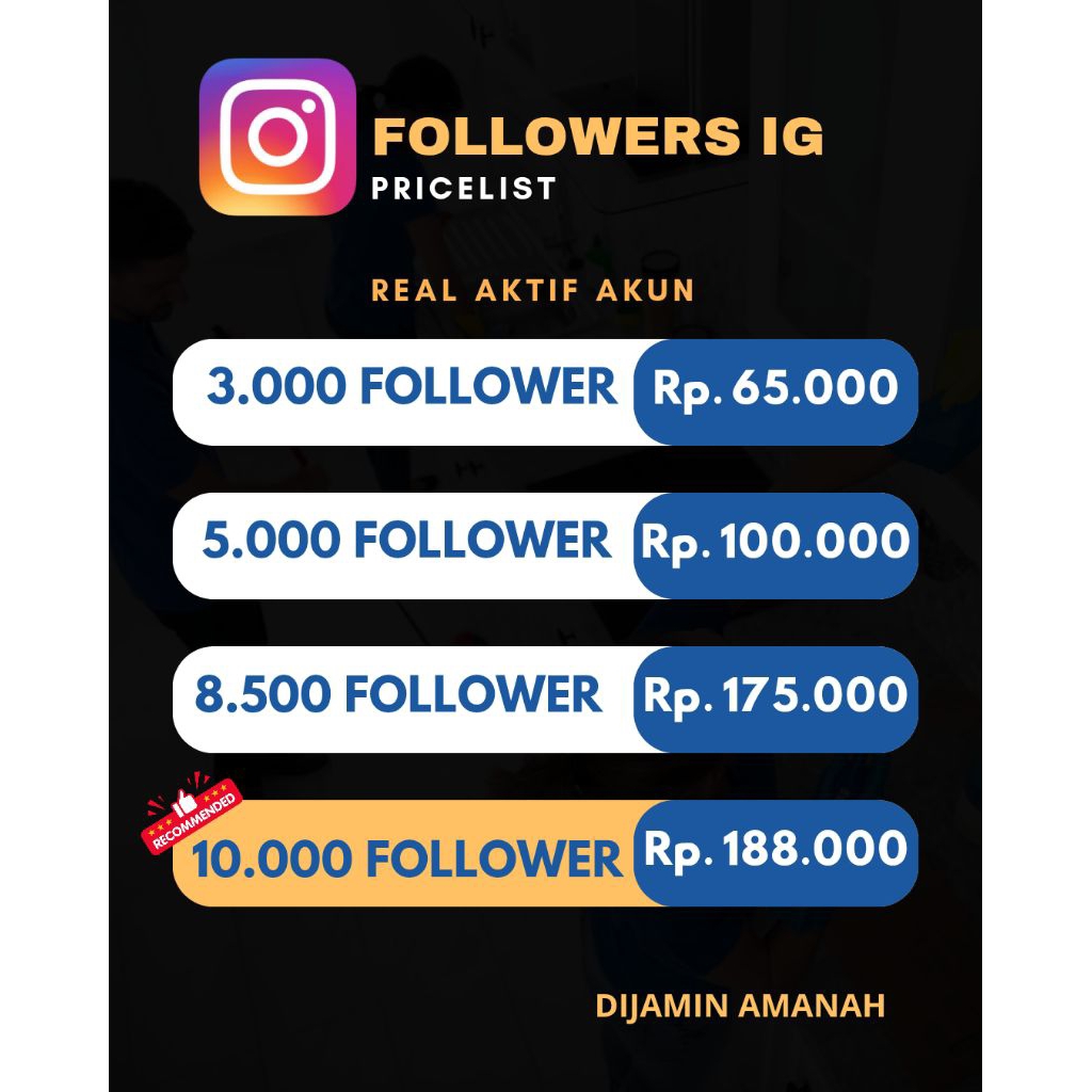 Followers Instagram instan Real Aktif (akun luar) bergaransi, amanah, fast respon