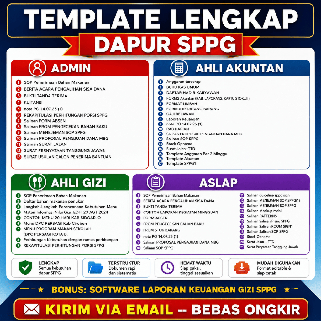 Template Ahli Akuntan Admin Ahli Gizi Aslap Dapur SPPG MBG Lengkap