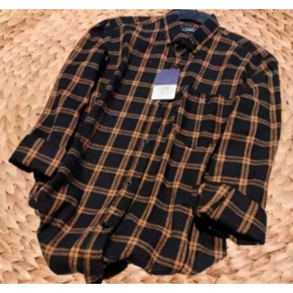 Kemeja Flanel Anak Laki-Laki Motif Kotak-Kotak Coklat Garis 2
