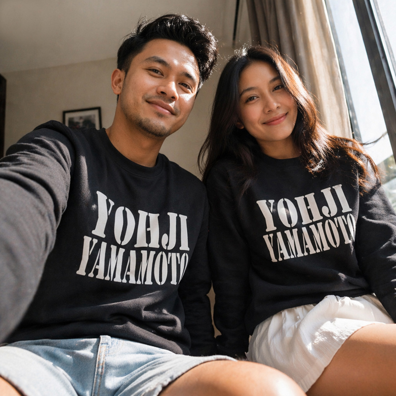 Yohji Yamamoto Crewneck Bahan Cotton Fleece ||| Unisex Sweatshirt Casual Crewneck ||| Ready STOCK ||