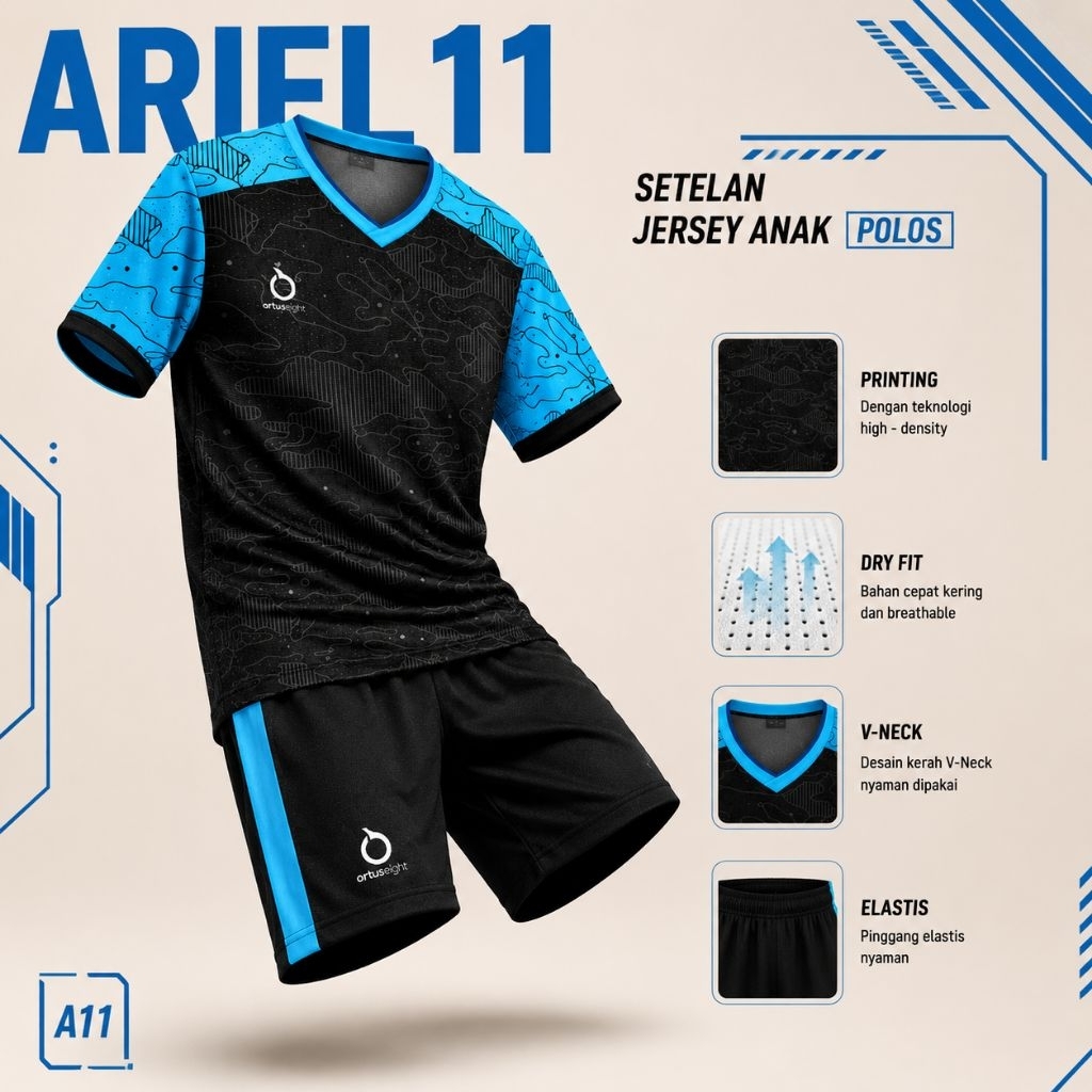 SETELAN JERSEY FUTSAL TERBARU ANAK-ANAK POLOSAN