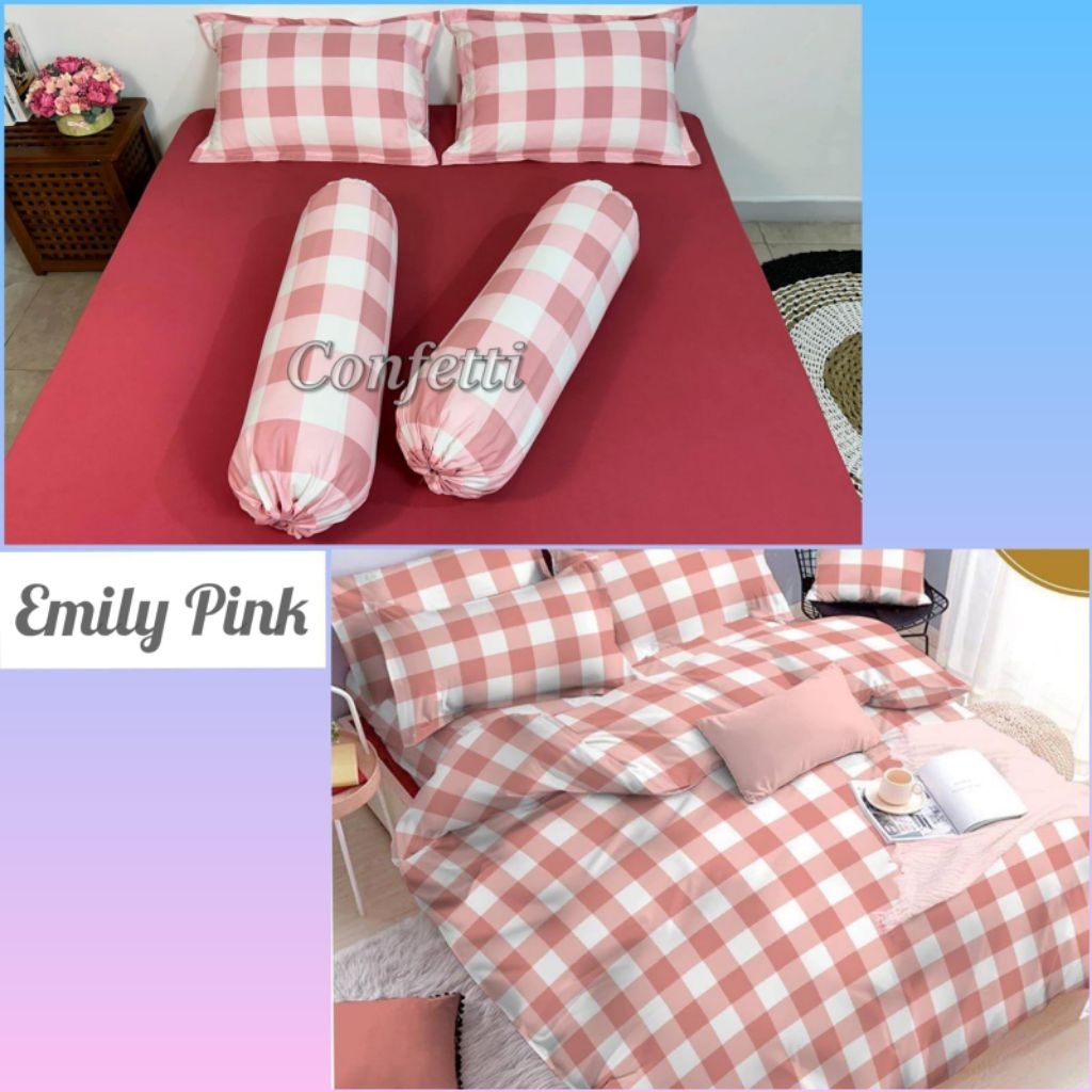 Sprei Kaos Confetti Motif EMILY PINK