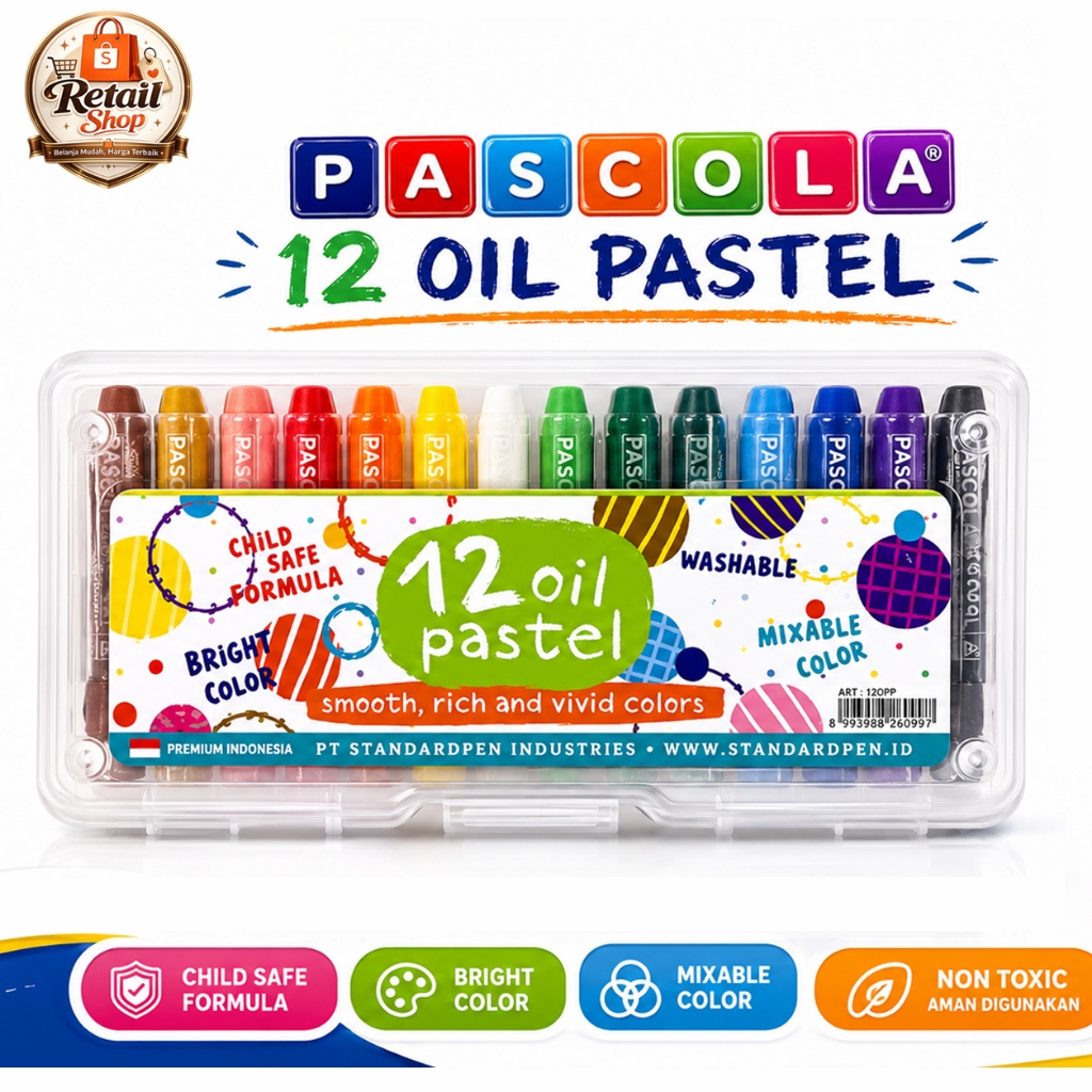 Crayon Pascola 12 Warna / Oil Pastel Pascola 12