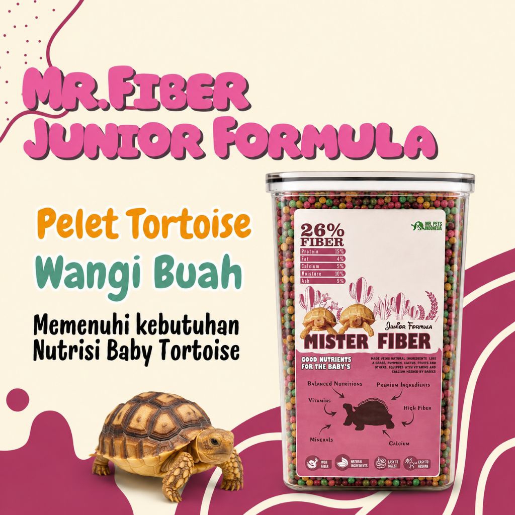 Mr fiber Pakan Kura-Kura Darat Baby untuk Sulcata, Aldabra, Leopard & Redfoot/Pelet makanan sulcata 