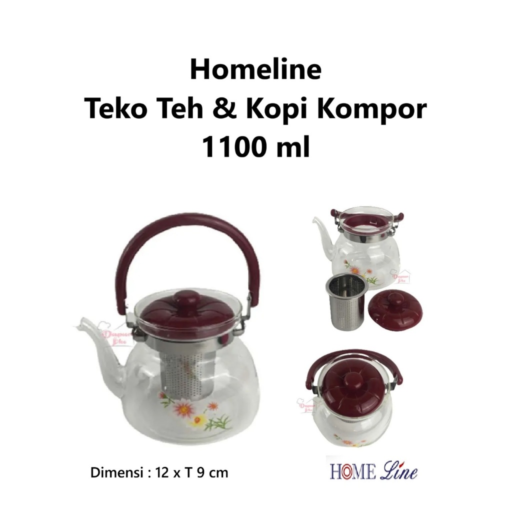 Homeline Teko Teh & Kopi Kompor 1100 ml teko kopi teh kaca