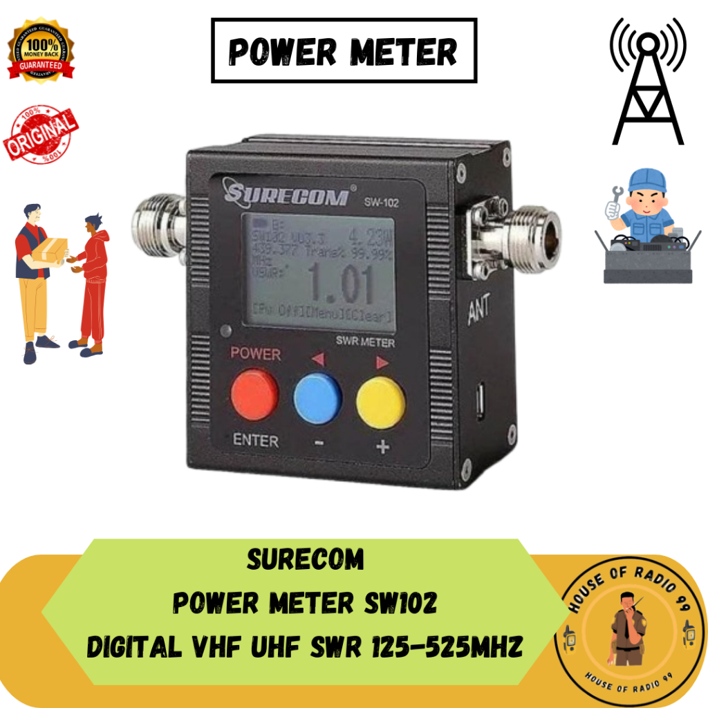 Surecom SW-102 Digital VHF UHF SWR 125-525MHz Power Meter SW102