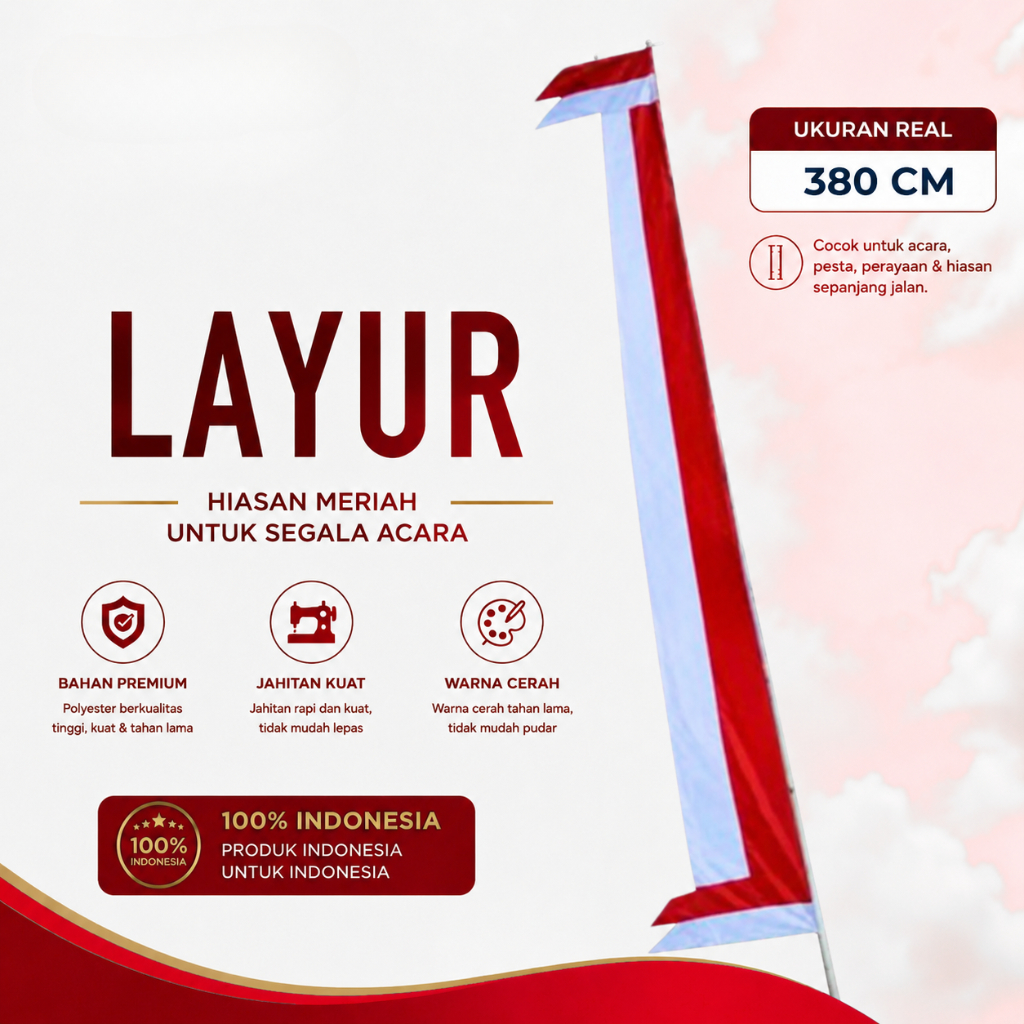 Epvina - Bendera Layur Merah Putih Umbul-Umbul Layur Merah Putih Indonesia