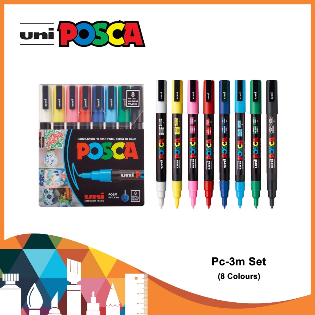 Uni Posca Pc-3m Set 8 Colours / Posca Set / Pc-3m