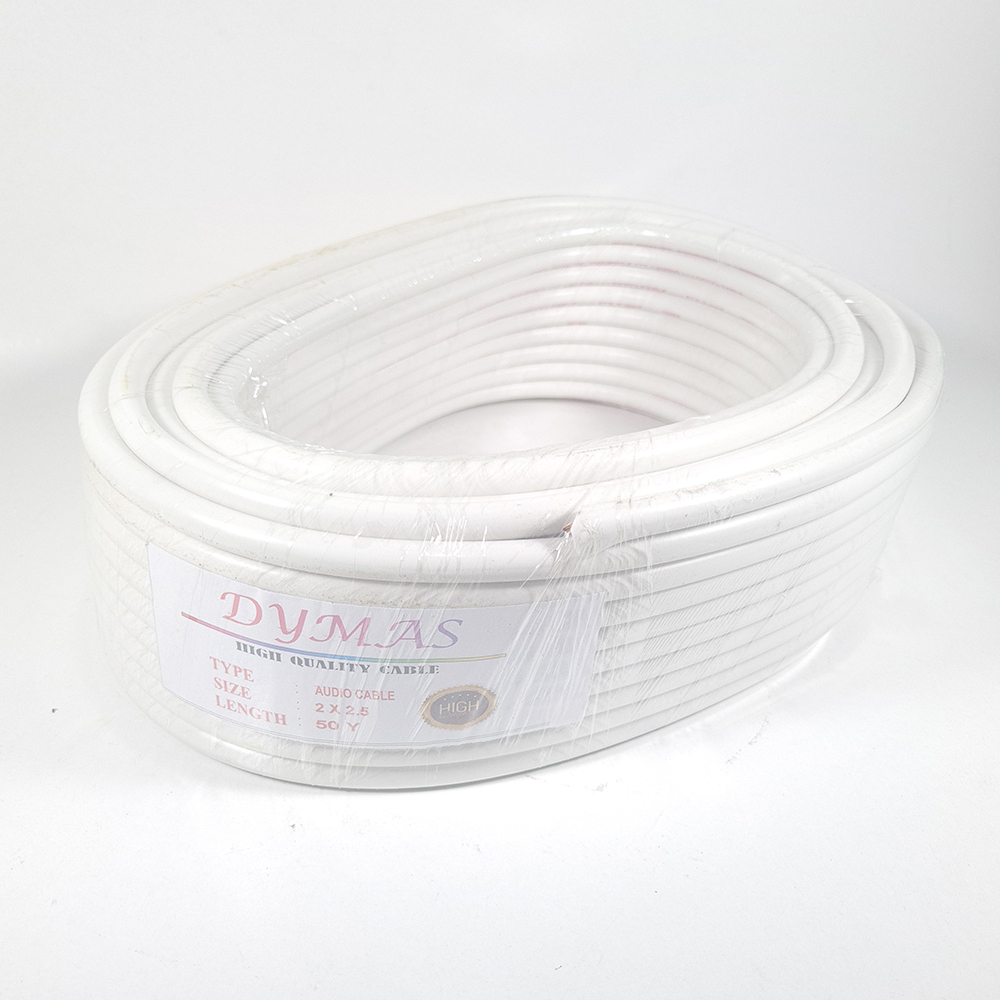 Kabel CCTV Audio 2x2.5 50 DIMAS Kabel Putih Listrik Putih Kawat Isi Dua Jalur Audio CCTV Cable