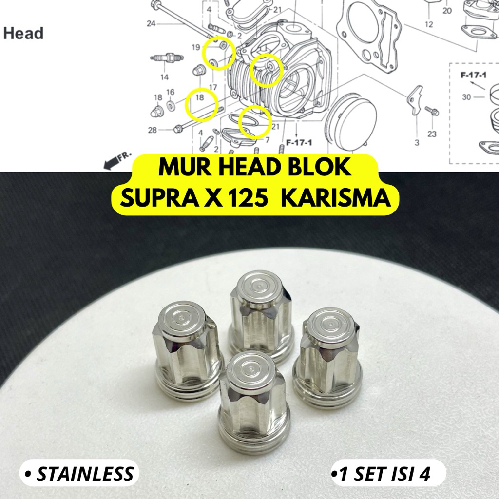 Mur Head Stainless Mur Drat 12 Supra X125 Karisma Custom CNC