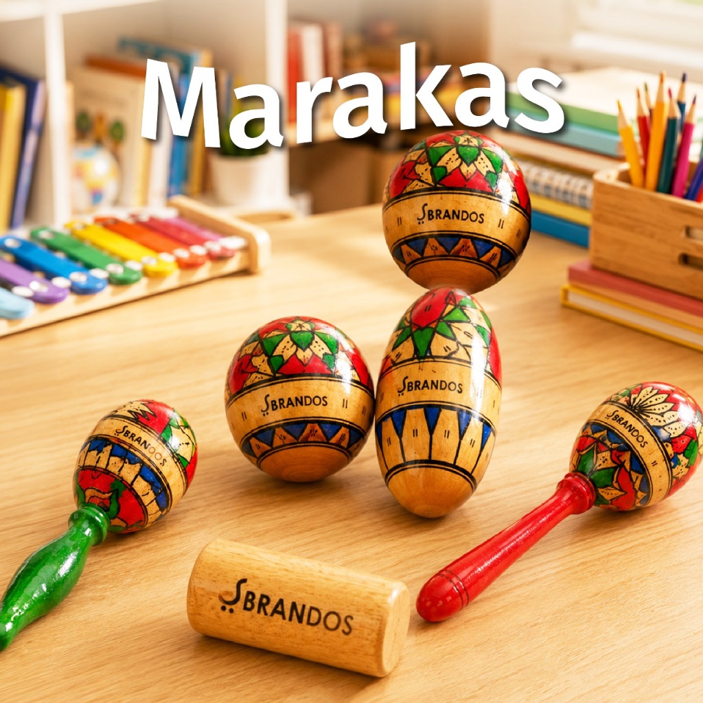 Marakas Kayu Shaker BRANDOS Maracas Perkusi Kecrekan MK