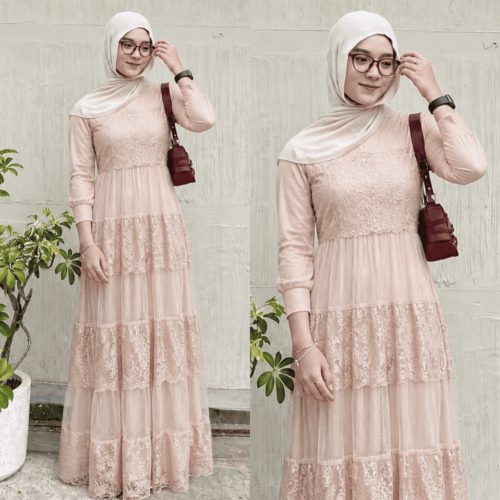 NADHIRA DRESS ASMIRANDAH DRESS GAMIS BRUKAT TILE DOTTY GAMIS REMAJA GAMIS LEBARAN 2024