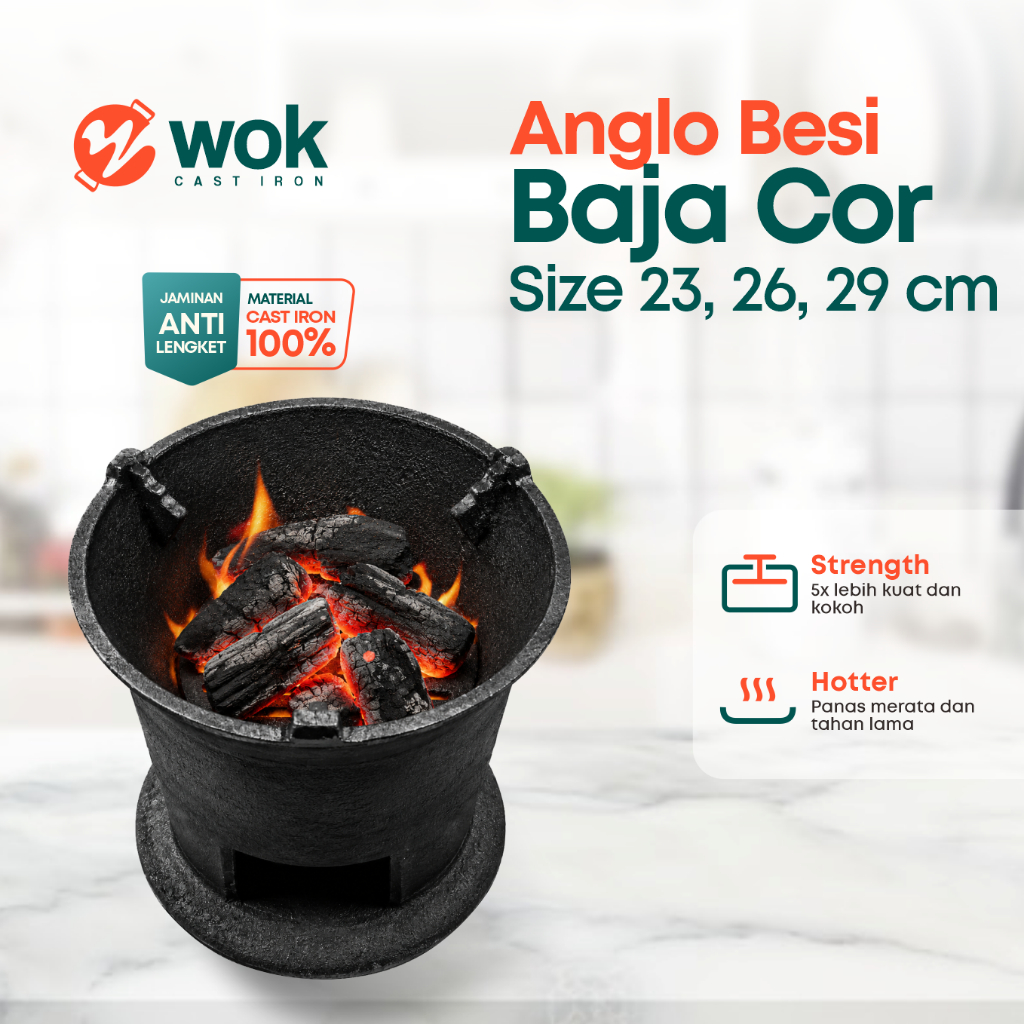 Anglo Besi Baja Cor Tebal / Anglo Tradisional Besi Cor Size 23, 26, 29 cm