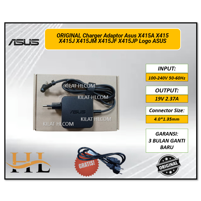 ORIGINAL Charger Adaptor Asus X415A X415 X415J X415JM X415JF X415JP Logo ASUS