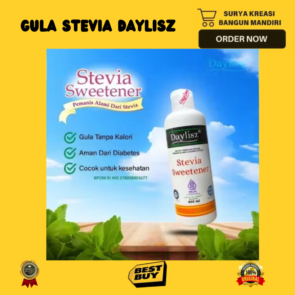GULA STEVIA - GULA CAIR -  PEMANIS ALAMI - STEVIA CAIR - STEVIA SWEETENER DAYLISZ - GULA UNTUK DIABE
