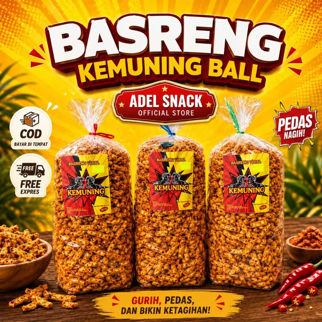 250 gr  Basreng Kemuning Pedas Daun Jeruk  Ball isi berat 250 gr / Basreng Viral Enak