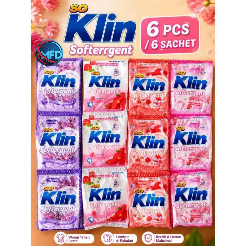 6 Sachet Deterjen Bubuk So Klin Softergent
