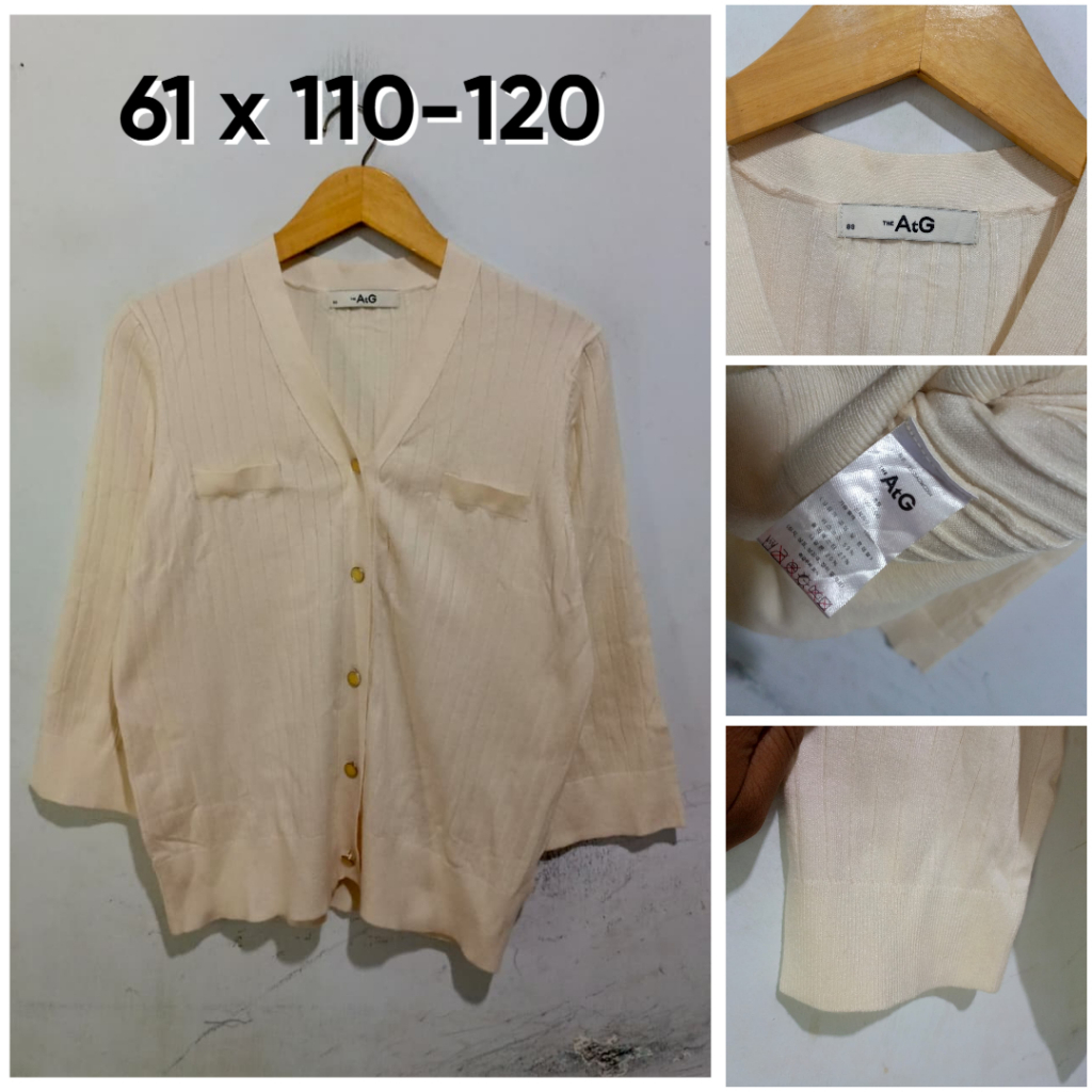 Cardigan The ATG Cream V Neck Size L Wanita Knit Bahan Empuk Soft KL677