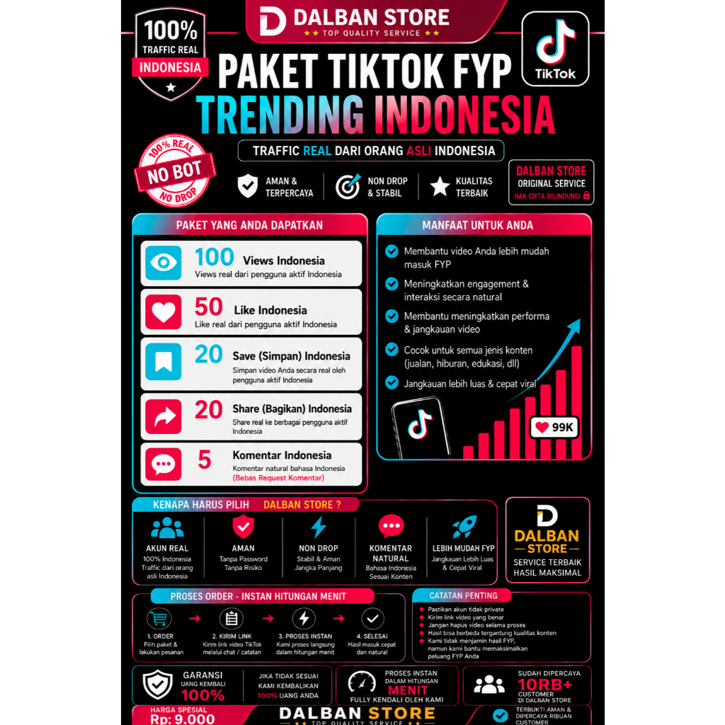 LIKE TIKTOK VIEWS KOMENTAR SAVE REAL INDO PAKET FYP