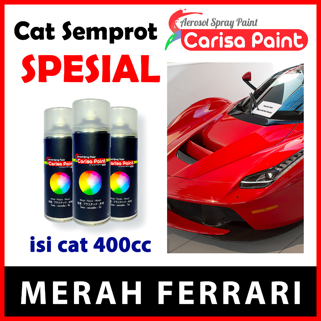 Cat Semprot Merah Ferrari Carisa Paint Cat Aerosol Candytone Spesial Cat Duco Mobil Motor  Moonlight