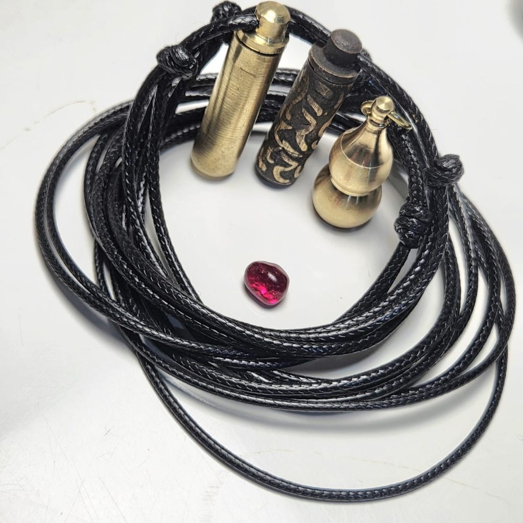 kalung liontin tabung batu merah siam krikil