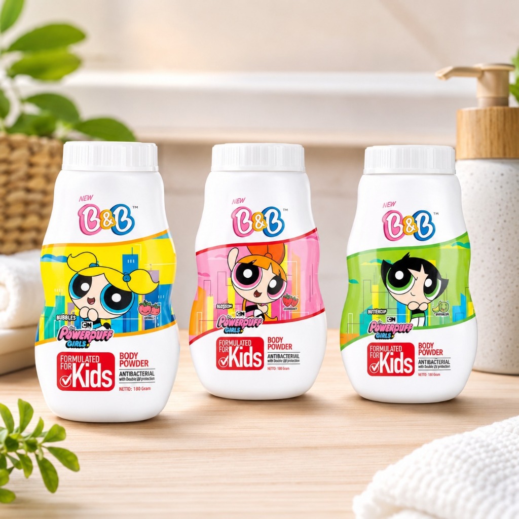 Anugrah - B&B Kids Body Powder 60gr/150gr  | My Little Pony Barbie Powerpuff Girls Bedak Tabur Bayi