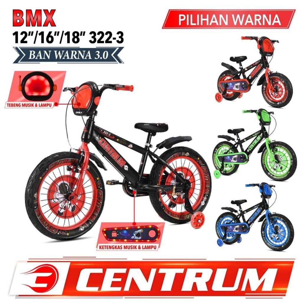 [GROSIR TOKO 1DUS ISI4 PRETELAN] SEPEDA ANAK BMX 12 / 16 / 18 INCH 12" 16" 18" CENTRUM 305-2 / 306-8