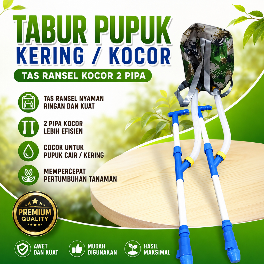 Kocor Pupuk Ransel 2 Pipa Alat Tabur Pupuk Kering Cair Serbaguna Premium Kuat Awet
