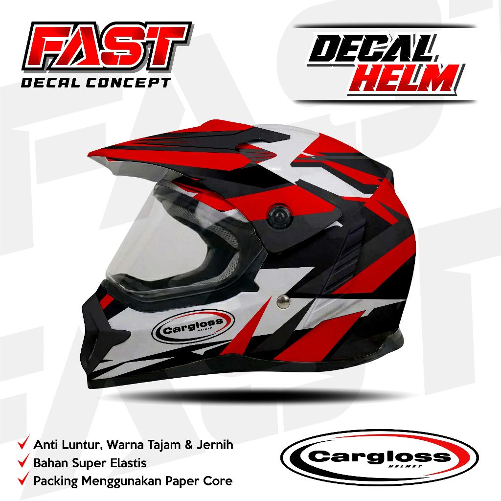 Decal stiker helm CarGloss Cross Fullface  Motif  Racing Livery  HELM CarGloss Simpel Racing Design 