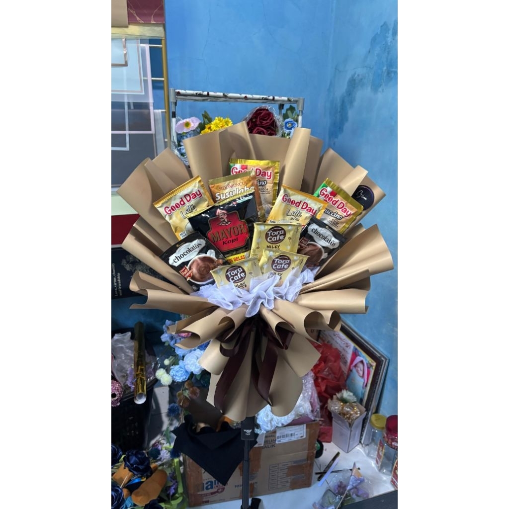 Buket Kopi Mix / Buket kopi hadiah cowok ultah / Bouquet untuk Cowok