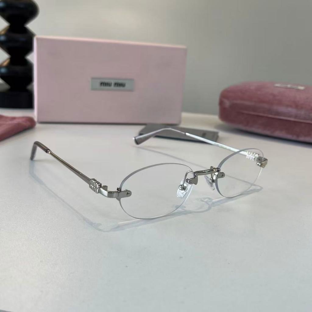Miumiu metal framed sunglasses for women, white glasses