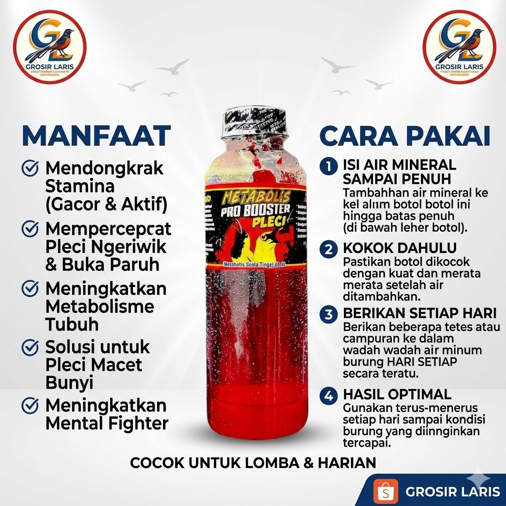 probooster pleci juara vitamin burung pleci metabolis dosis tinggi