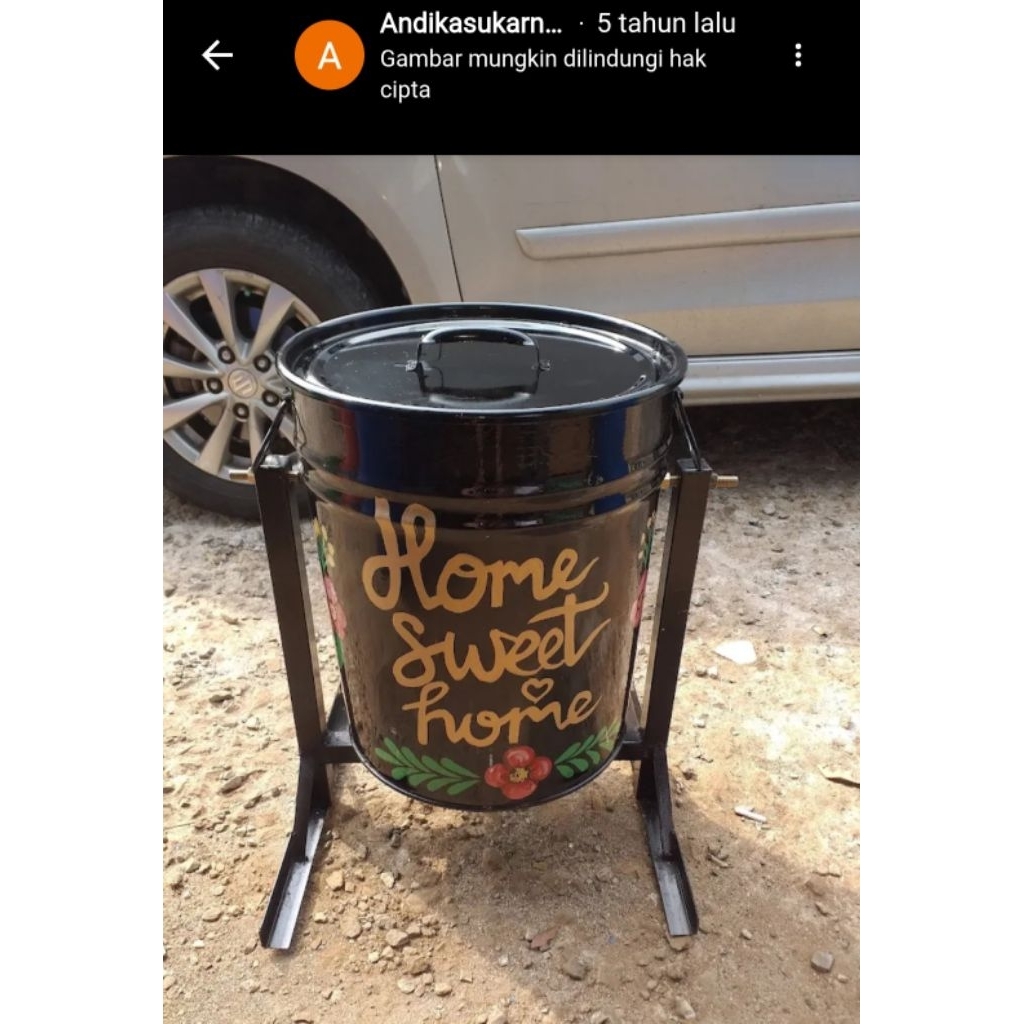Tong Sampah Besi Cantik / Tong Sampah Besi Costum / Tong Sampah Lukis / Tong Sampah estetik