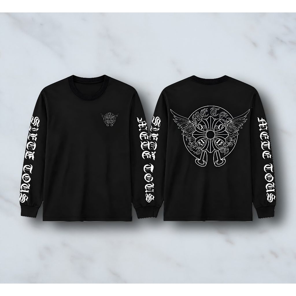 Kaos Panjang Where Shadows Take Flight x chrome hearts unisex