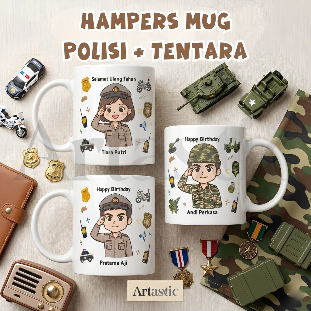 Hampers Mug Polisi Tentara Custom | Hampers Mug Polisi Custom | Hampers Mug Tentara Custom | Hampers