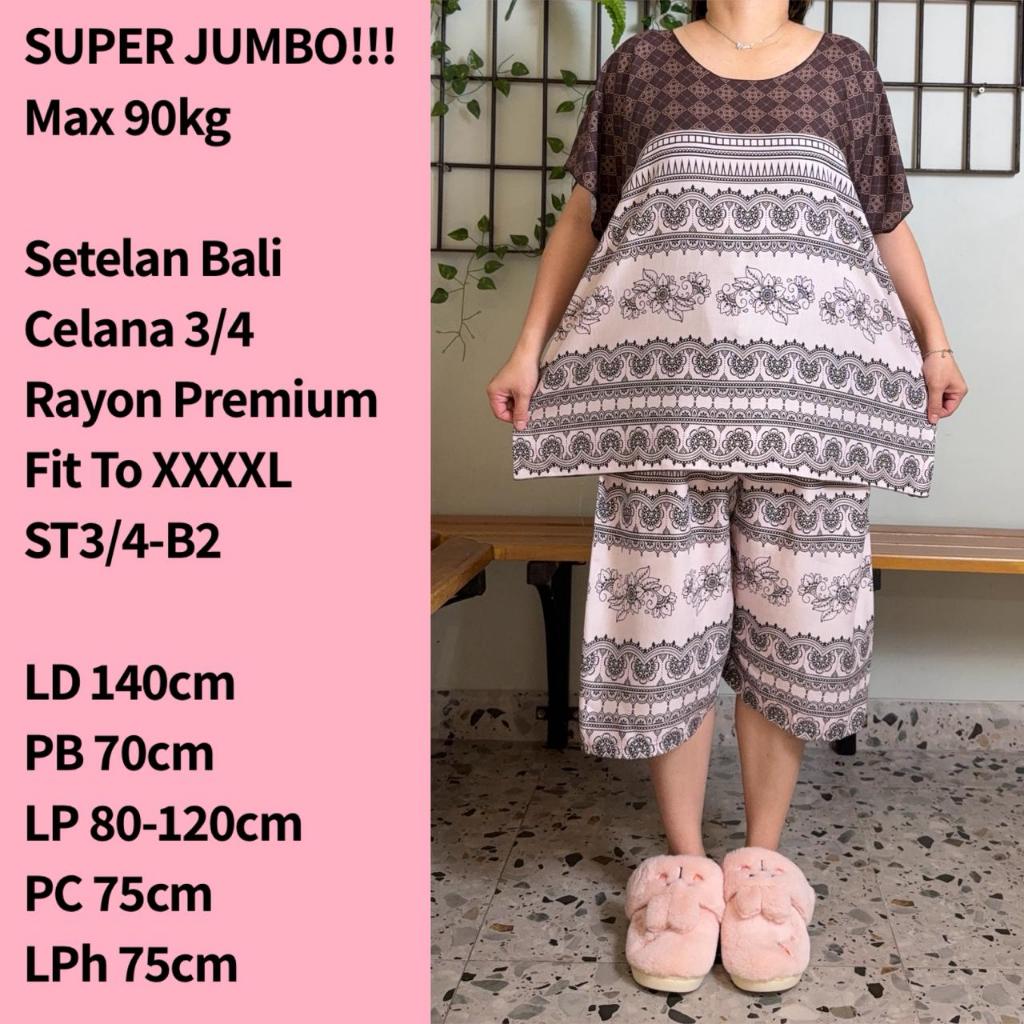 MUAT 75-90KG STELAN BAJU TIDUR JUMBO WANITA 140 BIGSIZES CELANA 3/4 FIT TO 4XL KODE JXK REAL PICT