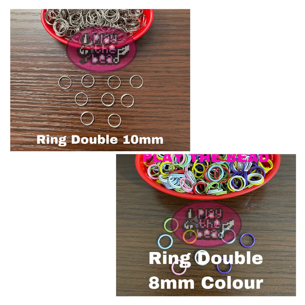 RING Double Bulat dan Tebal 8mm Mix dan 10mm. Rantai Gantungan Kunci DIY Ring Bulat Bahan Ring Kecil