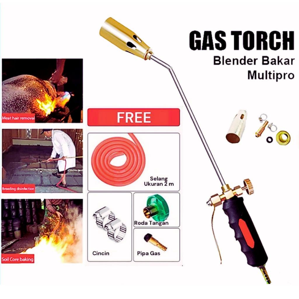 Quenchy Obor Pemanas Gas LPJ 30mm Kepala Blow Torch Semprot Api Tabung Gas LPG with Tube 1.3M