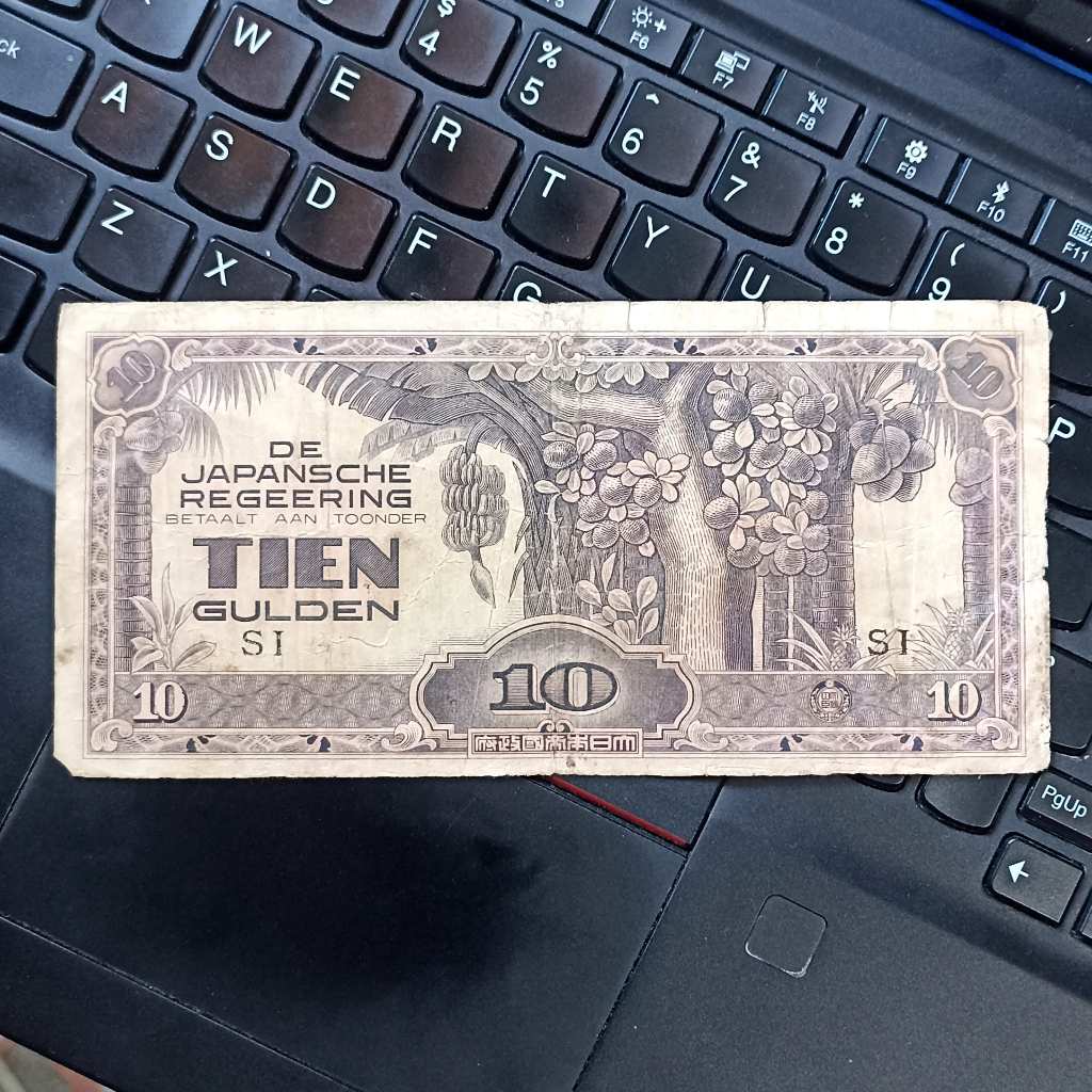 RARE Uang Kuno Indonesia De Japansche Regeering DJR 10 Tien Gulden Prefix SI