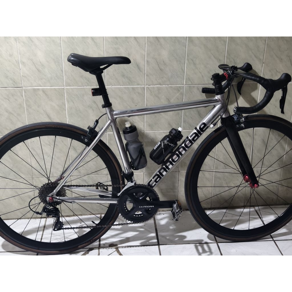 Dijual road bike Polygon Helios 300, RAW, Size 50, Decal Cannondale, GS 2x8