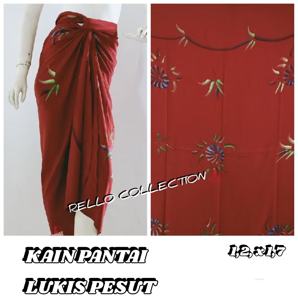 KAIN PANTAI LUKIS PESUT MOTIF BUNGA