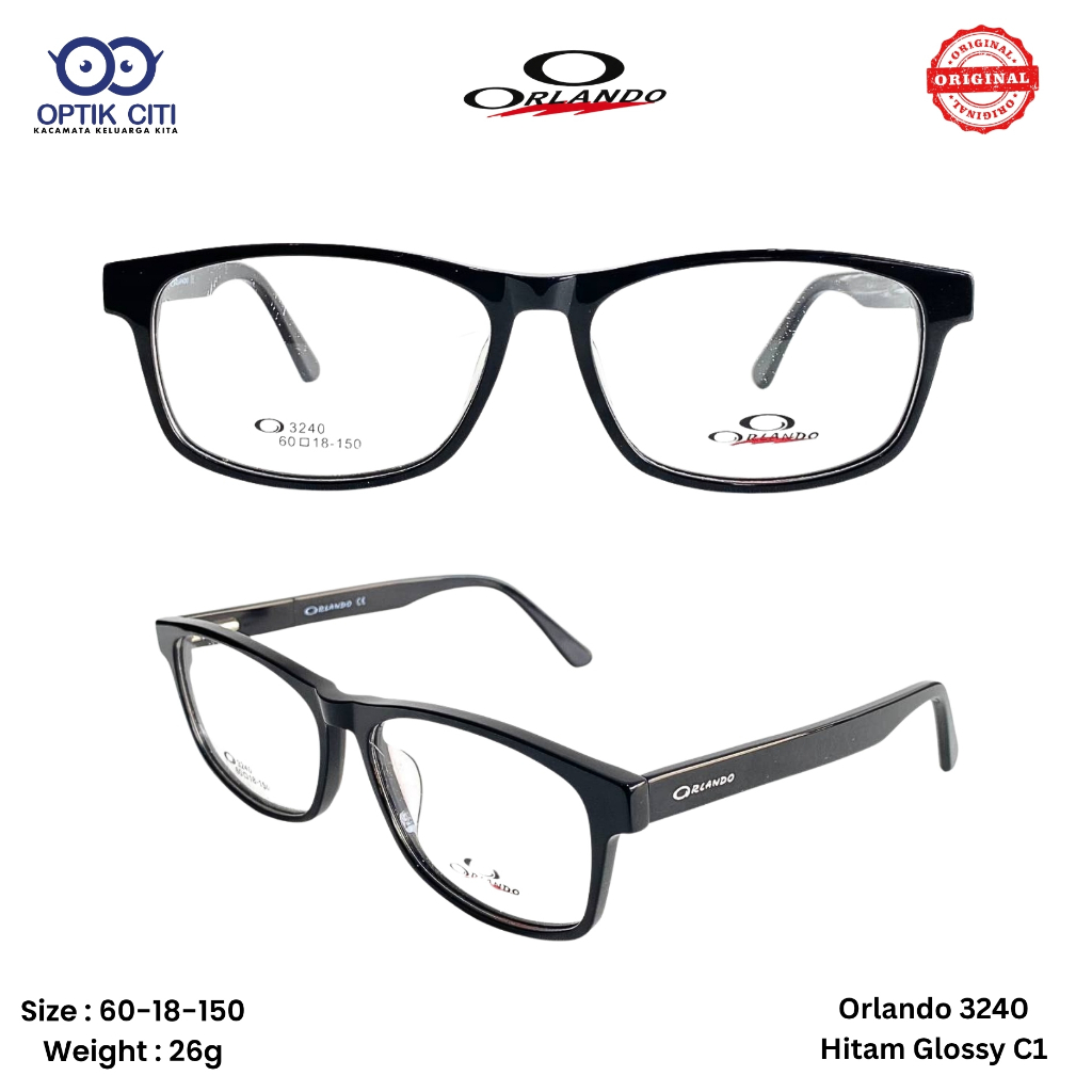 Frame Kacamata Pria Size Besar Orlando Size Lebar Original