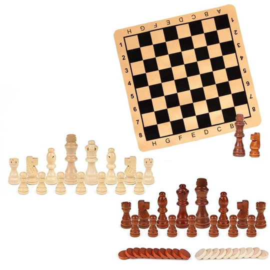 Papan Catur Portable Set Chess Kayu Lipat Dengan Kotak Penyimpanan