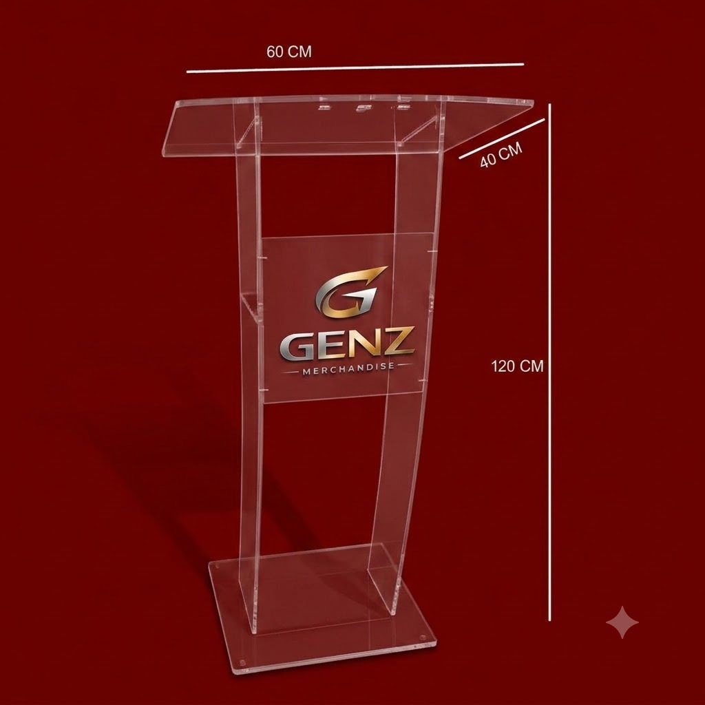 Podium Akrilik Transparan Minimalis | Podium Pidato / Mimbar Modern