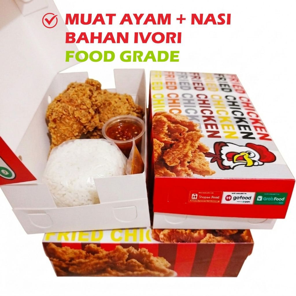 Dus Fried Chicken 100 pcs(KFC M) Paper Lunch Box KFC Ivory Kotak nasi ayam goreng  dus makanan termu