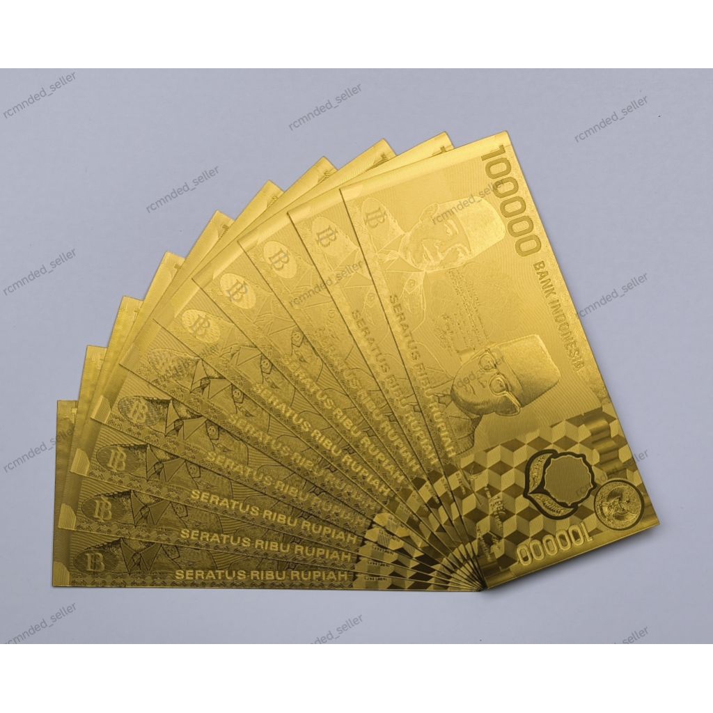 uang souvenir gold foil 100.000 soekarno hatta polymer 1997 soufenir goldfoil 100000 polimer soetta 
